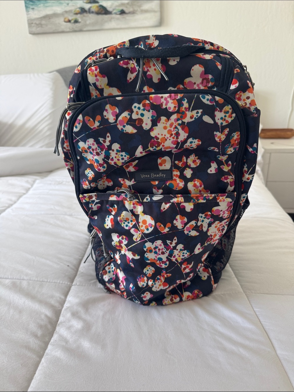 Vera Bradley Navy Multicolor Floral Dot Backpack